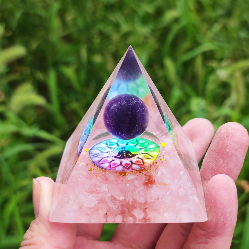 Crystal Ball Gravel Pyramid Artwork Resin