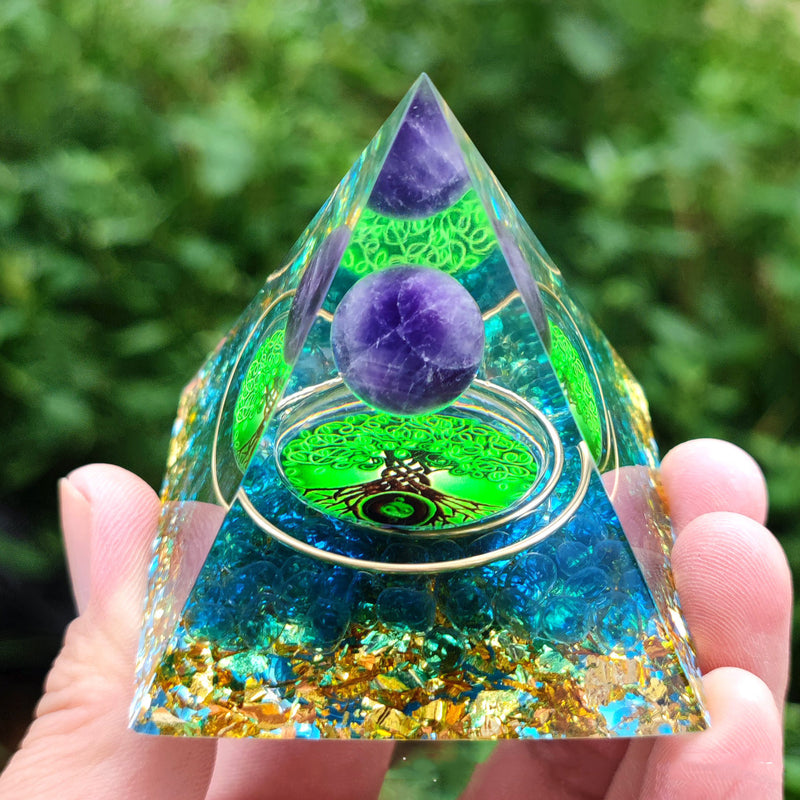 Crystal Ball Gravel Pyramid Artwork Resin