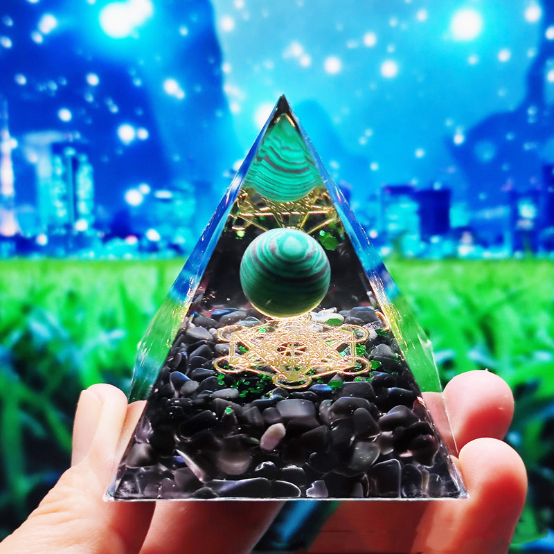 Crystal Ball Gravel Pyramid Artwork Resin