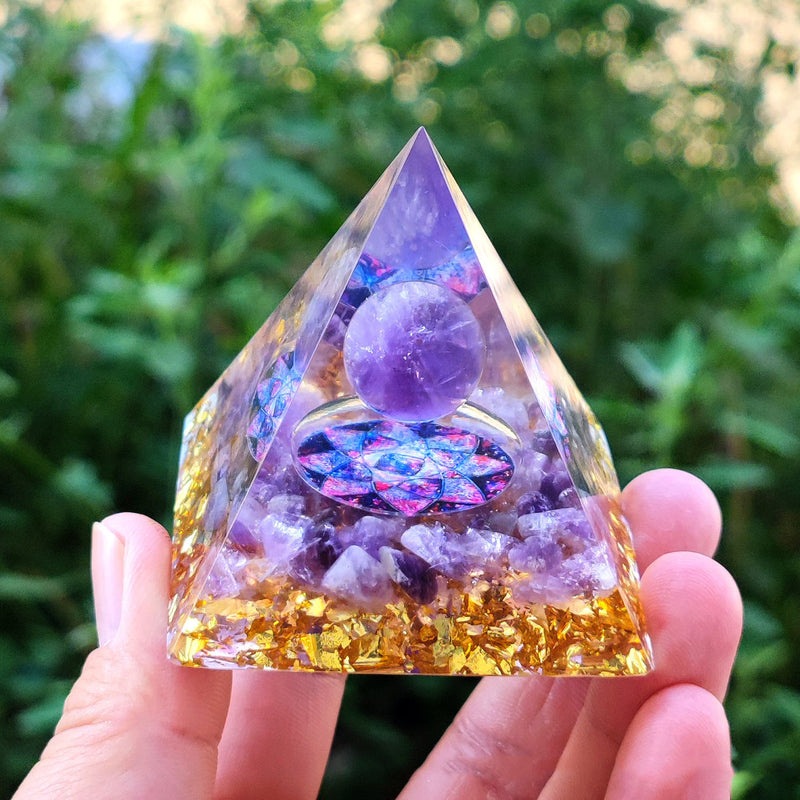 Crystal Ball Gravel Pyramid Artwork Resin