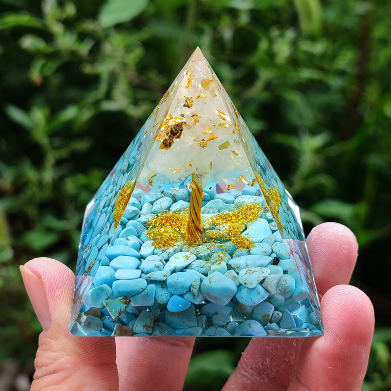 Crystal Ball Gravel Pyramid Artwork Resin