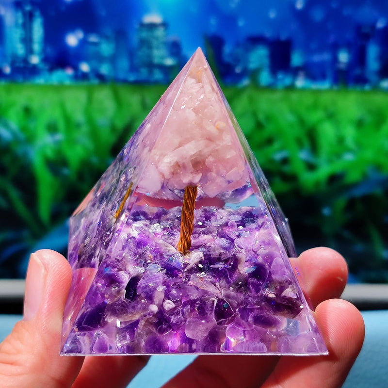 Crystal Ball Gravel Pyramid Artwork Resin